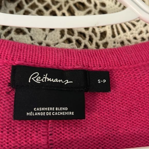Reitmans Fuchsia Pink Cashmere Blend V-Neck Sweater Women’s Small Petite - Picture 6 of 7